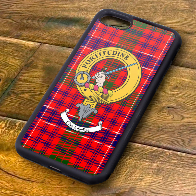 MacRae Tartan and Clan Crest iPhone Rubber Case