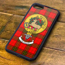 Maxwell Tartan and Clan Crest iPhone Rubber Case showcasing its stylish design, perfect for showcasing Scottish heritage while providing protection for iPhone models 5 and onwards.