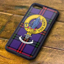 Montgomery Tartan and Clan Crest iPhone Rubber Case showcasing vibrant tartan design and clan crest for stylish, personalized Scottish pride.