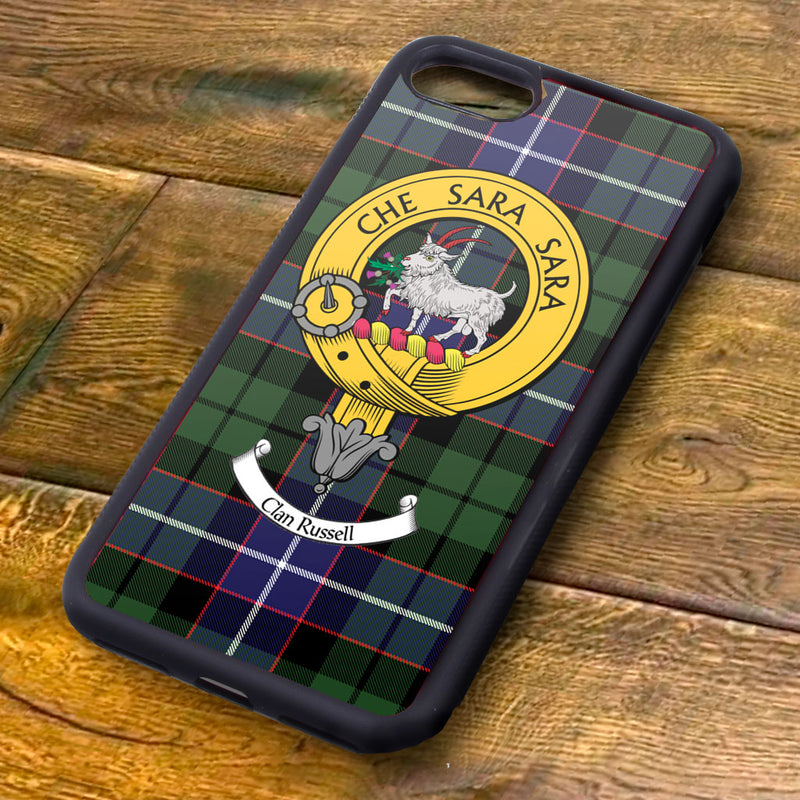 Russell Tartan and Clan Crest iPhone Rubber Case