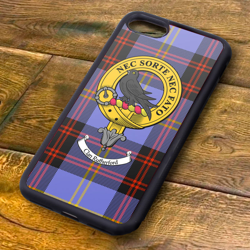 Rutherford Tartan and Clan Crest iPhone Rubber Case