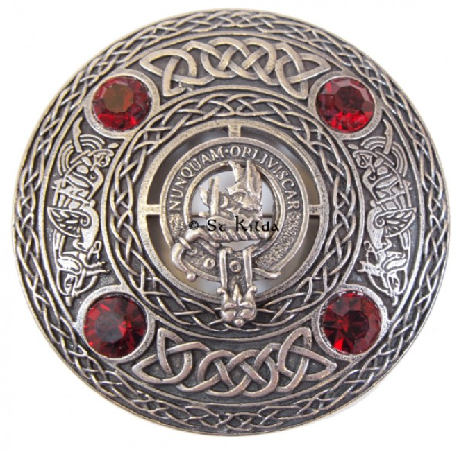 MacIver Clan Crest Pewter Plaid Brooch