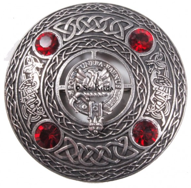 Mow Clan Crest Pewter Plaid Brooch