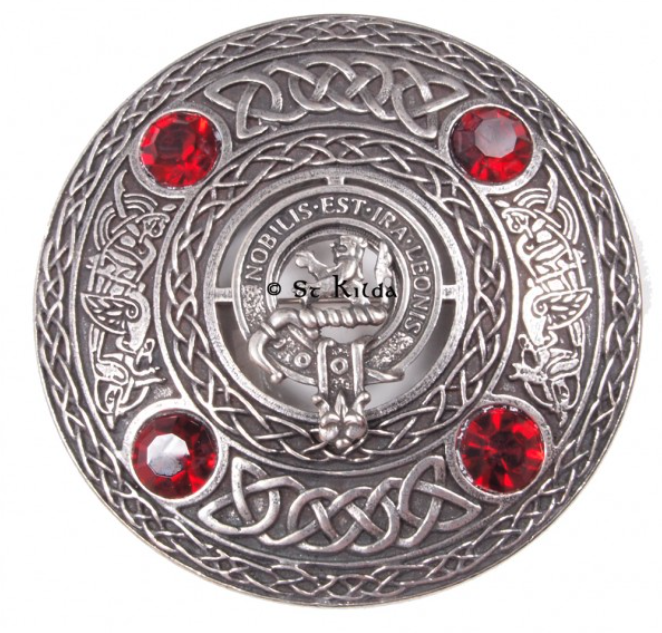 Stuart of Bute Clan Crest Pewter Plaid Brooch
