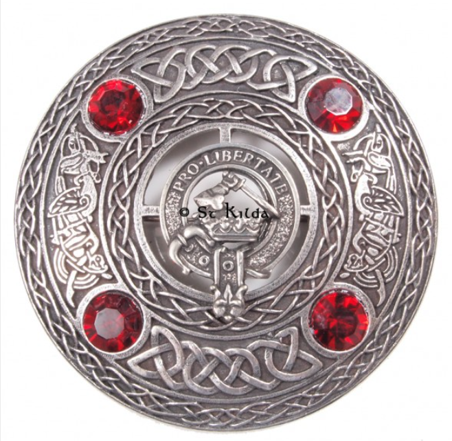 Wallace Clan Crest Pewter Plaid Brooch