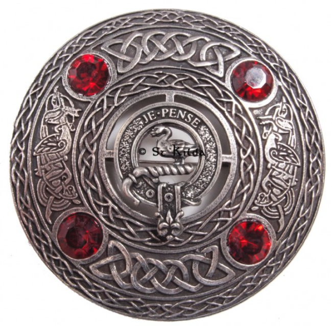 Wemyss Clan Crest Pewter Plaid Brooch