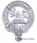 Crosbie Clan Crest Badge in Pewter featuring a traditional belted design, perfect for wear at clan gatherings or as a stylish cap badge.