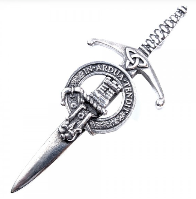 Clan Crest Pewter Kilt Pin with MacCallum / Malcolm Crest