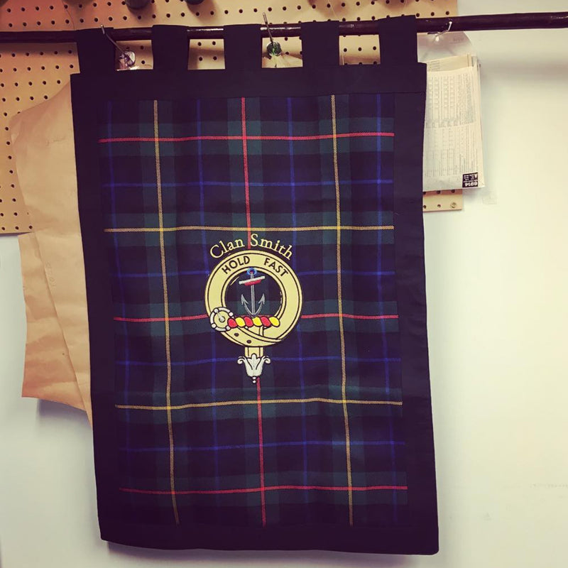 Embroidered Clan Crest Wall Hanging/Banner on Tartan