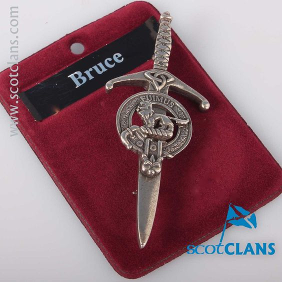 Clan Crest Pewter Kilt Pin with Bruce Crest