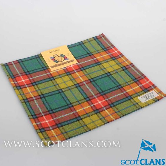 Wool Tartan Pocket Square in Buchanan Ancient Tartan