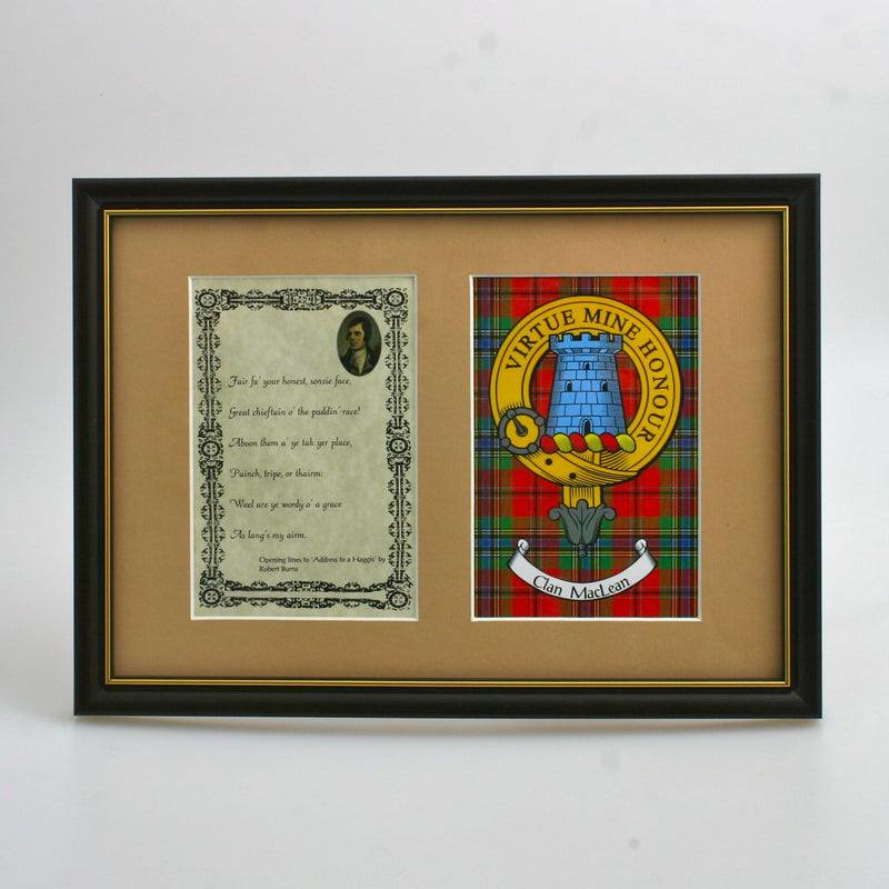 Burns Night Framed Verse and Clan Crest