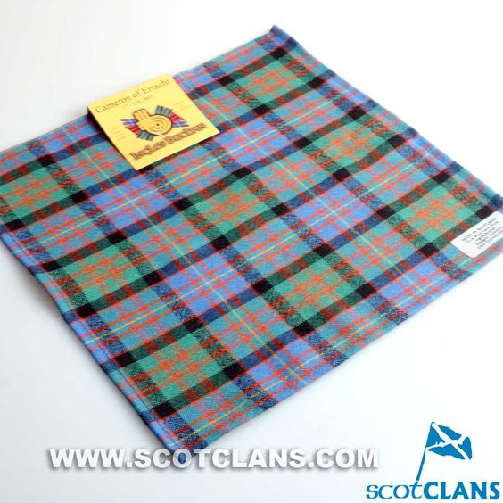 Wool Tartan Pocket Square in Cameron of Erracht Ancient Tartan