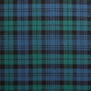 Stylish Springweight Wool Tartan Tie with traditional green and navy tartan design, versatile accessory for various occasions.