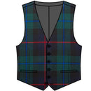 Campbell of Cawdor Modern Gents Waistcoat featuring luxurious wool tartan and a sleek black satin back, perfect for formal events or elevating everyday style.