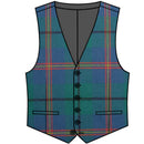 Carmichael Ancient Gents Waistcoat showcasing its premium wool tartan design and elegant black satin back, perfect for elevating your formal style.