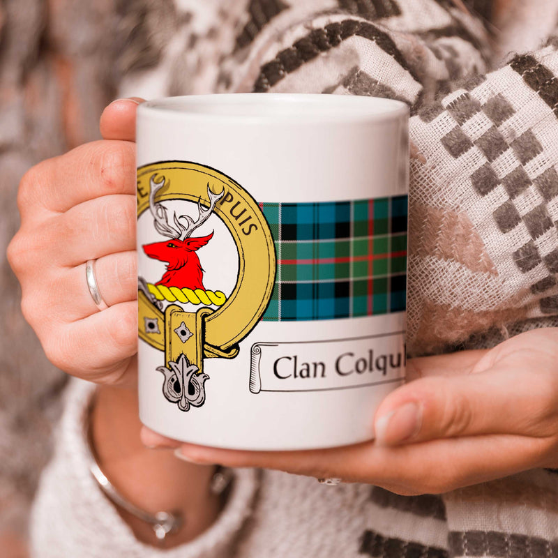 Colquhoun Clan Crest and Tartan Mug