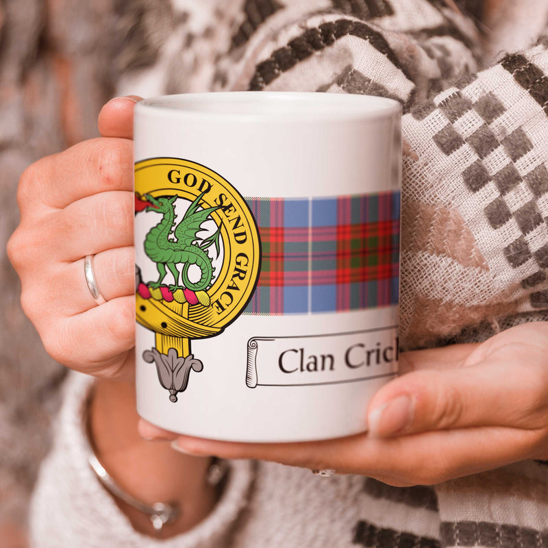 Crichton Clan Crest and Tartan Mug