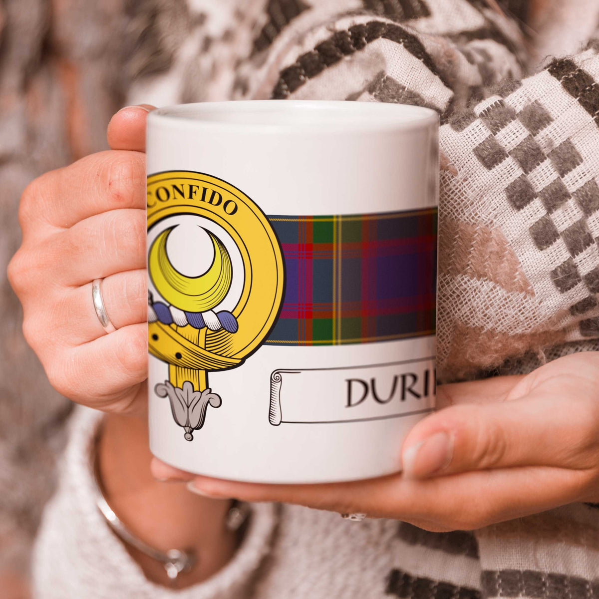 Custom Irish Coat Of Arms Mug: Personalized Surname, Tartan Design