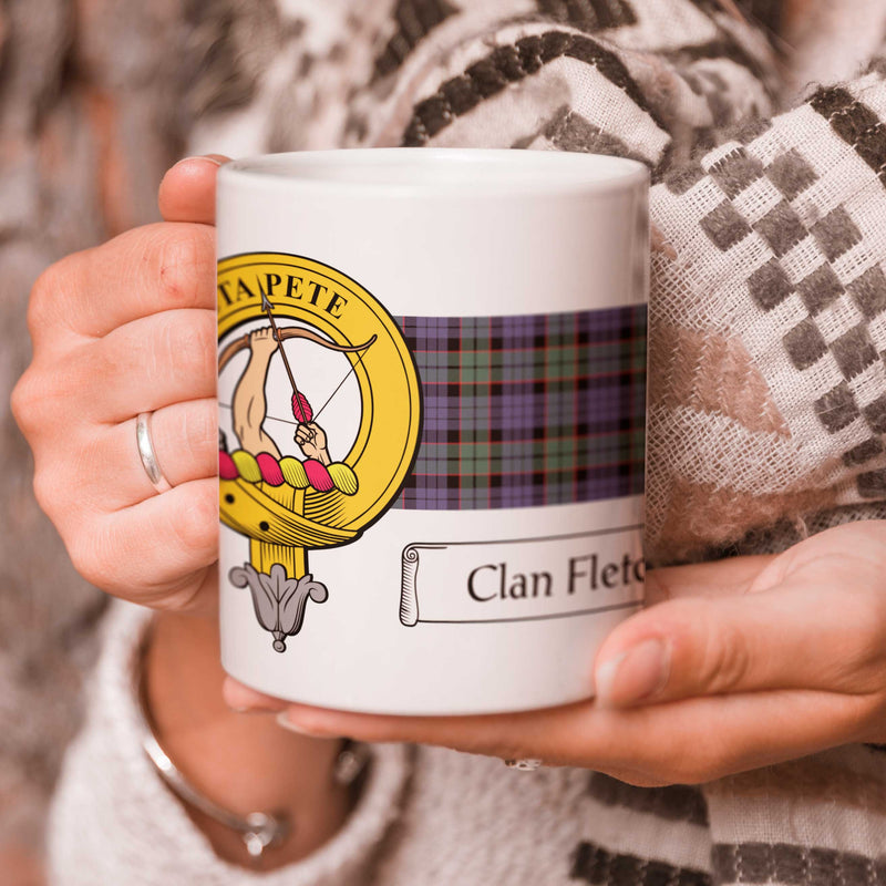 Fletcher Clan Crest and Tartan Mug