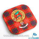 Fraser Clan Crest and Tartan Wooden Coaster 4 Pack showcasing beautiful Scottish heritage design