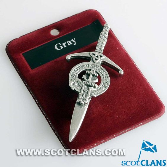 Clan Crest Pewter Kilt Pin with Gray Crest