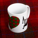 I Tartan 'Heart' Bagpipes Mug