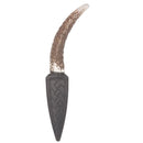 Staghorn Tine Sgian Dubh displayed in its elegant leather sheath, showcasing Scottish craftsmanship and tradition.
