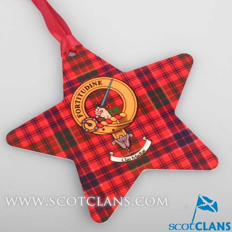 MacRae Clan Crest and Tartan Metal Christmas Ornament - 6 Styles Available