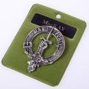 MacKay Clan Crest Badge in Pewter displayed prominently, showcasing its detailed craftsmanship and traditional belted design, perfect for celebrating Scottish heritage.