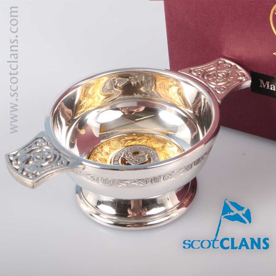 MacDonald Clan Crest Quaich with Gold Trim