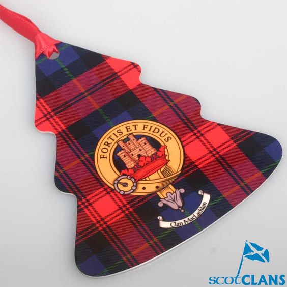 MacLachlan Clan Crest and Tartan Metal Christmas Ornament - 6 Styles Available