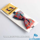 MacDougall Ancient Tartan Bow Tie made from 100% pure new wool, showcasing its unique tartan pattern and adjustable strap for a perfect fit.