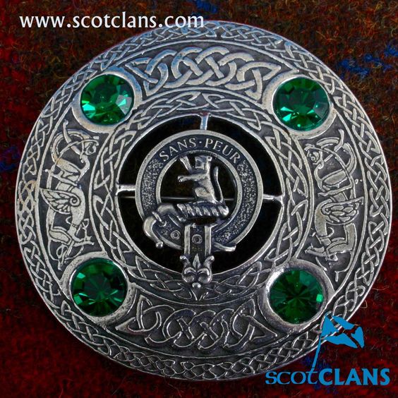 Sutherland Clan Crest Pewter Plaid Brooch