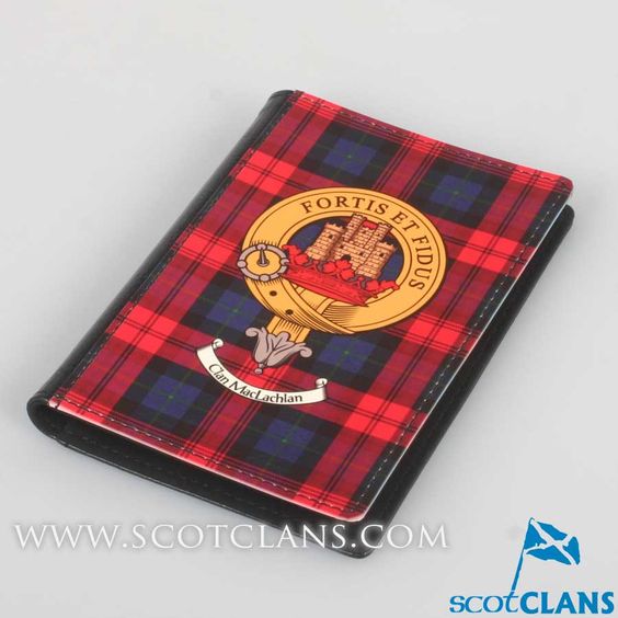 Passport Cover With Clan MacLachlan Tartan And Crest