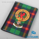 Passport Cover With Clan Young Tartan And Crest displaying a stylish Scottish design, perfect for protecting your passport while showcasing your heritage.