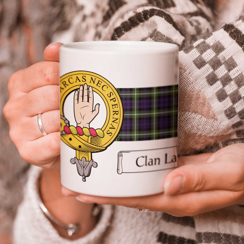 Lamont Clan Crest and Tartan Mug