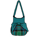 Stylish Leslie Green Anient Effie Bag showcasing its 100% Wool Melton fabric and colorful contrasting top and bow.