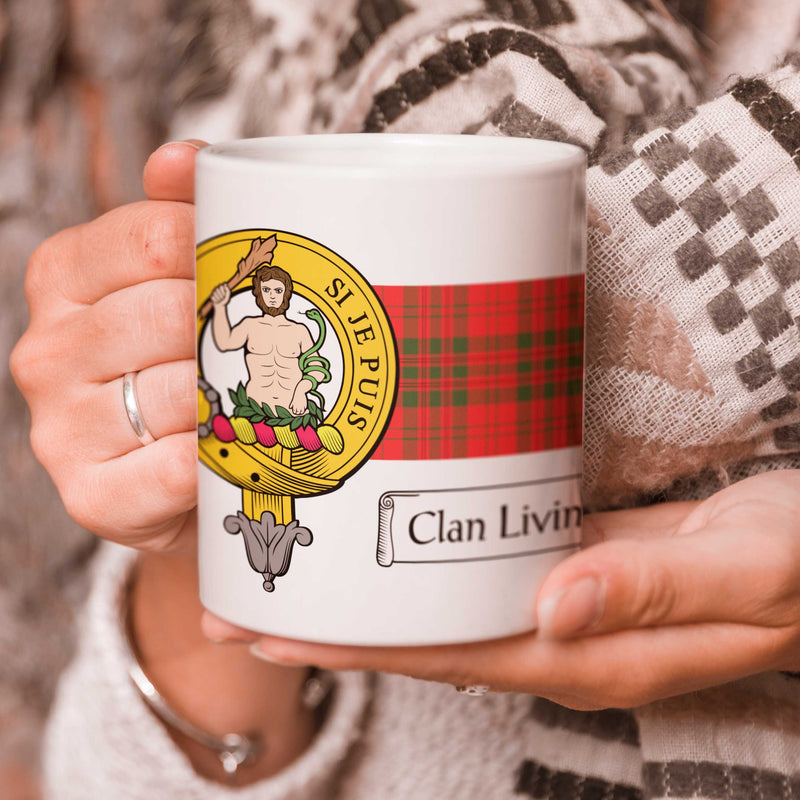 Livingston Clan Crest and Tartan Mug