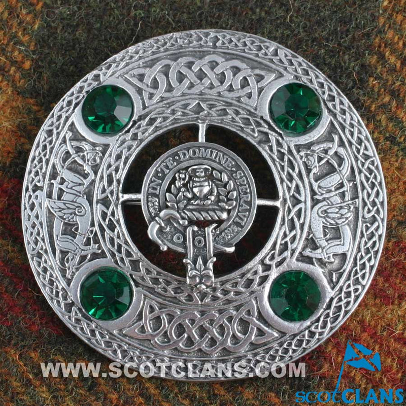 Lyon Clan Crest Pewter Plaid Brooch