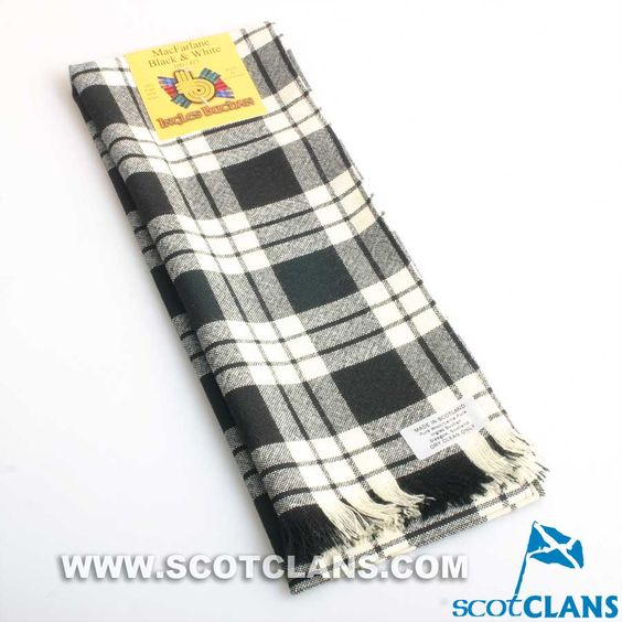 Wool Scarf in MacFarlane Black and White Tartan