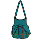 MacHardy Ancient Effie Bag showcasing the Aqua Top and Bow, Handmade from 100% Wool Melton with beautiful craftsmanship.
