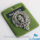 MacLaren Clan Crest Badge in Pewter featuring a traditional design with a palladium coating, ideal for showcasing your clan pride.