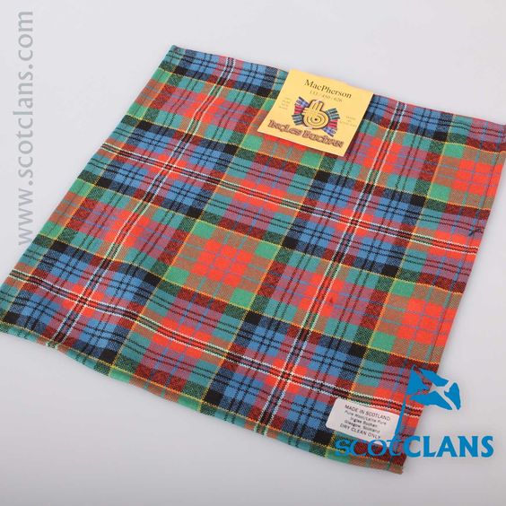 Wool Tartan Pocket Square in MacPherson Ancient Tartan