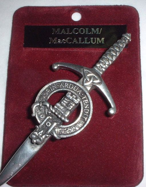 Clan Crest Pewter Kilt Pin with Malcolm Crest