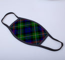 Malcolm Tartan Printed Face Mask featuring a stylish tartan design, made from 100% durable polyester, perfect for protection and comfort.
