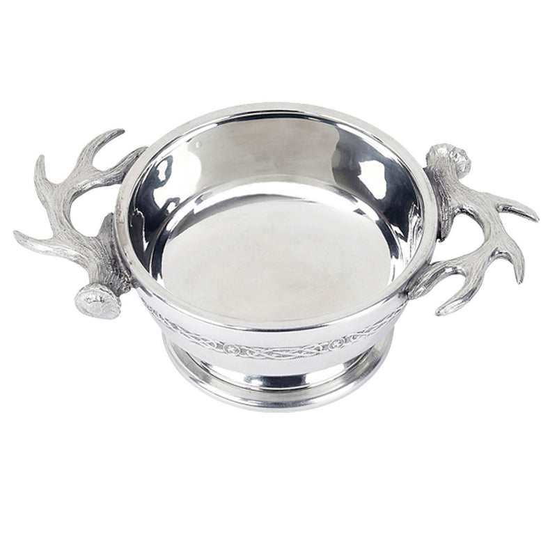 Antler 3" Polished Pewter Quaich with Decorative Celtic Band