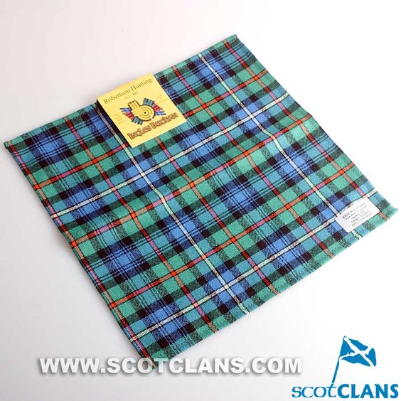 Wool Tartan Pocket Square in Robertson Hunting Ancient Tartan