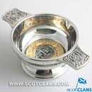 Robertson Clan Crest Quaich with Gold Trim
