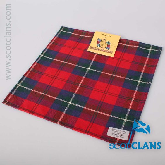 Wool Tartan Pocket Square in Ruthven Modern Tartan